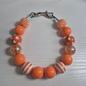 Handmade Orange Beaded Dog Puppy Collar Necklace Jewelry Durable Acrylic 14 1/4"